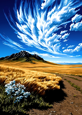 Vast landscape with dramatic clouds