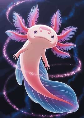 Cute Axolotl with Sparkles