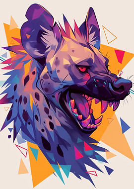 Aggressive Hyena with Geometric Background