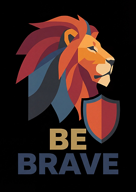 Geometric Lion with Shield and Text