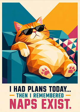 Funny Cat with Sunglasses Loves Naps