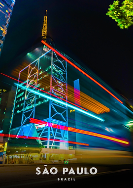 Sao Paulo at Night with Light Trails
