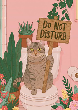 Cat Holding 'Do Not Disturb' Sign