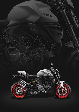 White Ducati Monster Motorcycle