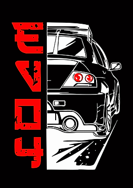 Red Japanese Text and Sports Car