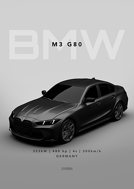 BMW M3 G80 Car Poster