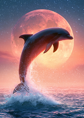 Dolphin Leaping at Sunset