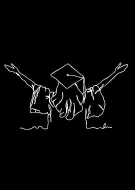 Graduation Celebration Line Art