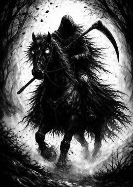 Grim Reaper on a Black Horse