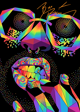 Psychedelic Rainbow Face Art