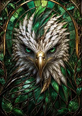 Stained Glass Java Eagle Premium Poster