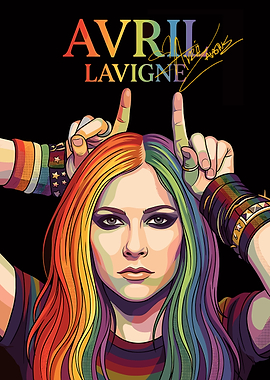Avril Lavigne Rainbow Hair Pop Art