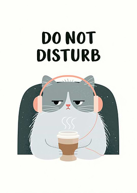 Do Not Disturb Cat with Coffee