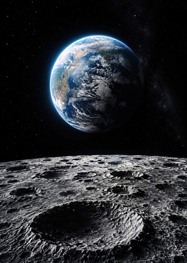 Earth and Moon in Space