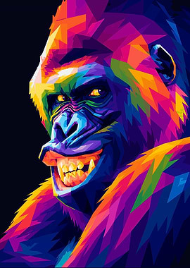 Colorful Gorilla Portrait