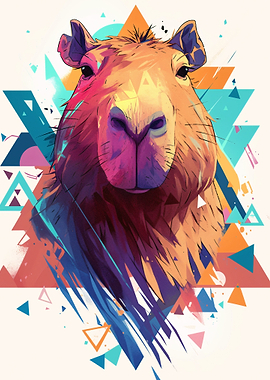 Capybara Geometric Abstract Art