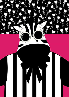 Stylized Zebra Wearing Sunglasses