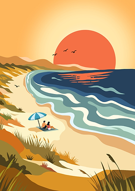 Couple Enjoying a Beach Sunset