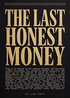 The Last Honest Money Bitcoin Poster