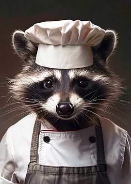 Raccoon Chef in Uniform