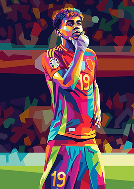 Football Player in Colorful WPAP Style