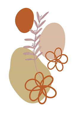 Boho Abstract Floral Plant Art