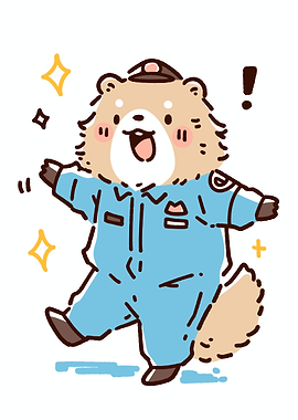 Cute Dog in Blue Uniform