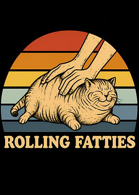 Rolling Fatties Cat Retro Sunset