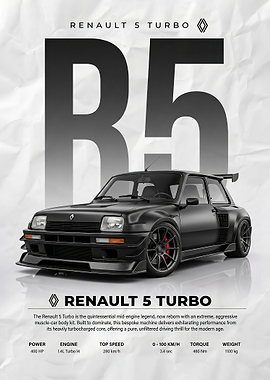 matte black race Renault 5 Turbo Poster