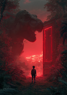 Dinosaur and Child at Red Portal