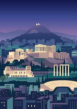 Athens Cityscape at Dusk