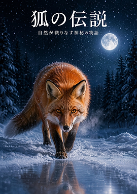 Fox in a Snowy Forest at Night