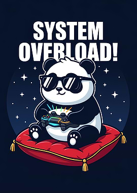Cute Gaming Panda with Sunglasses Holding Controller Video Game