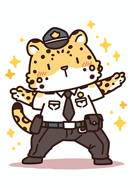 Cute Leopard Police Officer