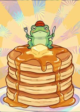 Frog on Pancakes with Syrup