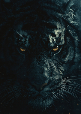 Close-up of a Black Tiger's Face