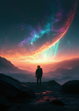 Astronaut Gazing at Cosmic Phenomenon