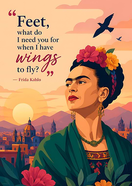 Frida Kahlo Quote with Cityscape