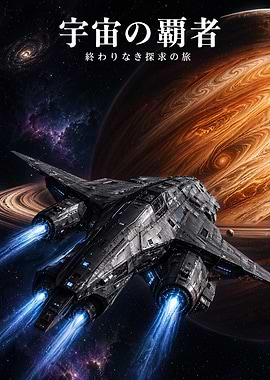 Spaceship exploring a gas giant