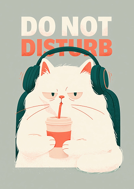 Do Not Disturb Cat with Headphones
