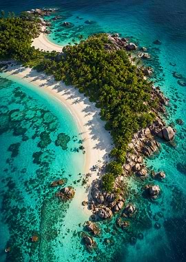 Tropical Island Paradise Aerial View