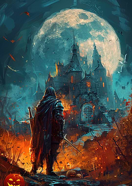 Warrior Before Haunted Castle