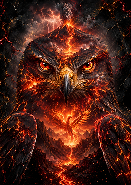 Fiery Eagle and Phoenix Landscape