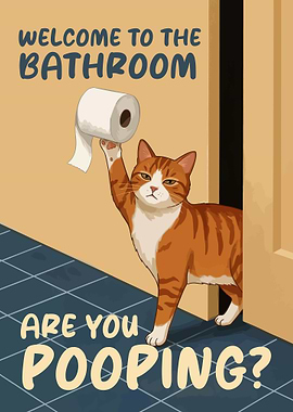 Cat holding toilet paper in bathroom