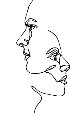 Abstract Line Art Faces