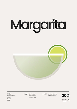 Margarita Cocktail Illustration Poster
