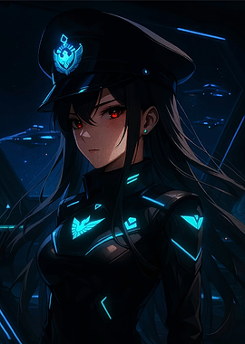 Anime Sci-Fi Officer with Glowing Uniform