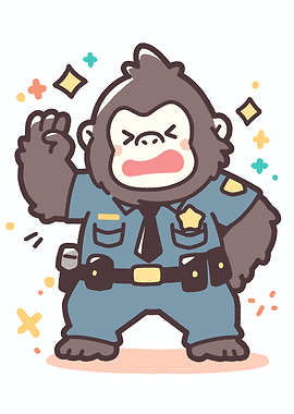 Cute Gorilla Police Officer