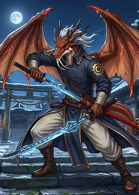 Dragon Warrior with Swords
