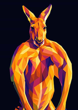Muscular Kangaroo Pop Art